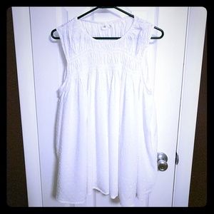 GAP Smocked Pindot Sleeveless Top